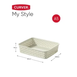 Curver My Style A5 Rectangular Plastic Storage Organiser - Vintage White -Storage Box Store 12807670 1554833169508136