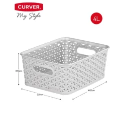 Curver My Style Small Rectangular Plastic Storage Basket - Grey - 4L -Storage Box Store 12814407 2044832987097510