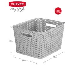 Curver My Style Large Rectangular Plastic Storage Basket - Grey - 18L -Storage Box Store 12814518 3954832988840936