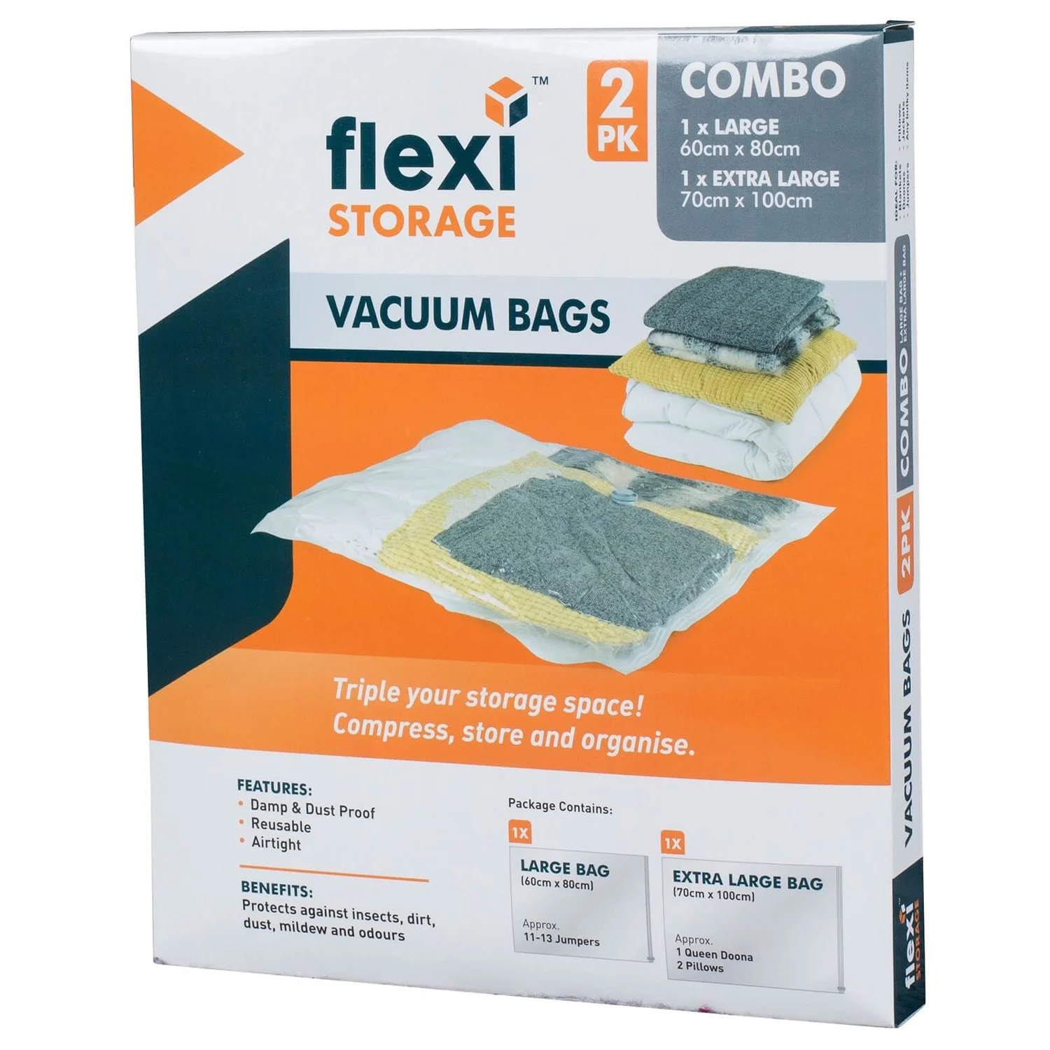 None Vacuum Storage Bag Combo - Pack Of 2 (1 Large, 1 Extra Large) 3 None Vacuum Storage Bag Combo - Pack Of 2 (1 Large, 1 Extra Large)