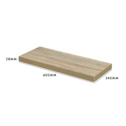 Floating Shelf - Sanoma Oak - 600 X 240 X 38mm -Storage Box Store 12822021 3004964085552705