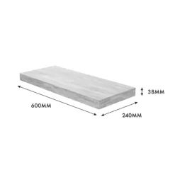 Floating Shelf - Grey Oak - 600 X 240 X 38mm -Storage Box Store 12822025 1544976219240217