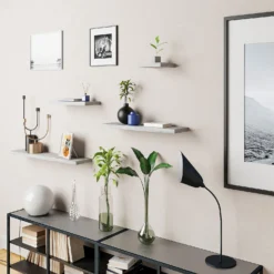 Floating Shelf - Grey Oak - 600 X 240 X 38mm -Storage Box Store 12822025 8304887314432523