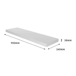 Floating Shelf - White Matt - 900 X 240 X 38mm -Storage Box Store 12822045 1944976219299350