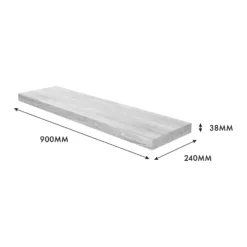 Floating Shelf - Grey Oak - 900 X 235 X 38mm -Storage Box Store 12822048 5934976219240499