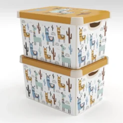Curver Stockholm Llama Plastic Deco Storage Box - Multi-Coloured - 22L -Storage Box Store 12824053 2554832983038804