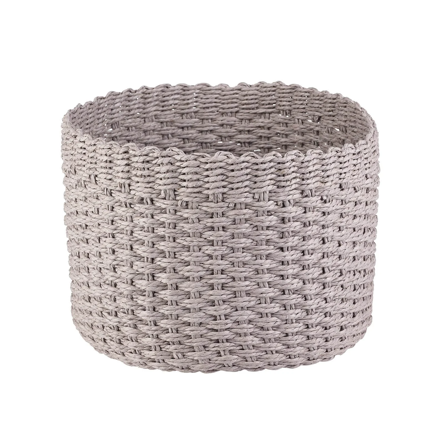 Round Paper Rope Basket - Grey 3 Round Paper Rope Basket - Grey