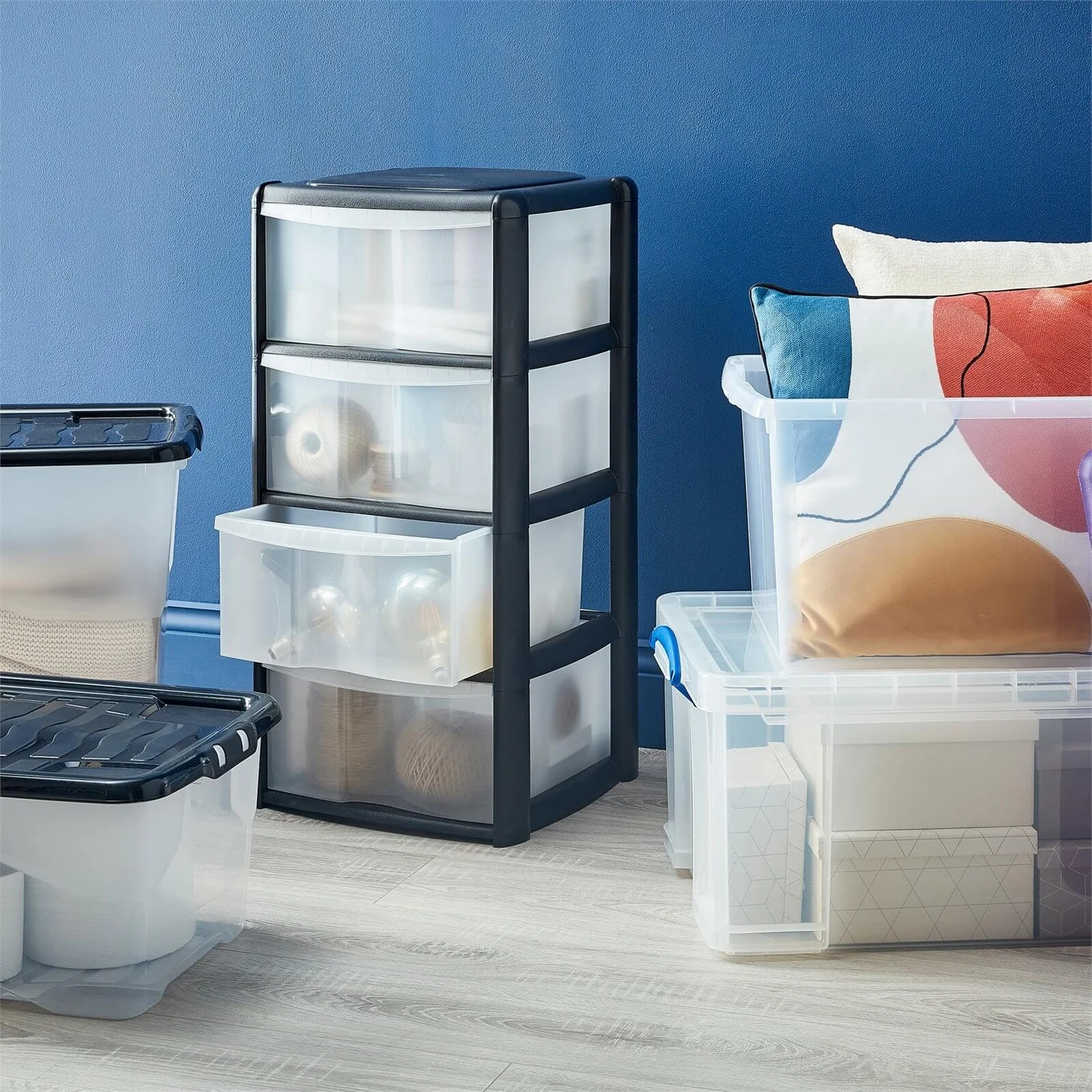 4 Drawer Storage Tower - Black 4 4 Drawer Storage Tower - Black - Image 2