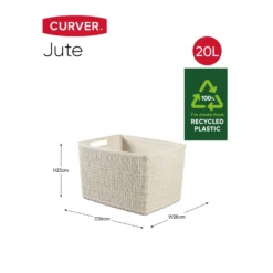 Curver Jute Large Basket - 20L - Off White -Storage Box Store 12840437 7504833167405871