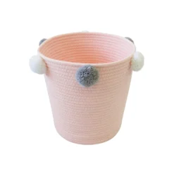 Round Cotton Rope Blush Pom Pom Basket 8 Round Cotton Rope Blush Pom Pom Basket -Storage Box Store 12886596 1264857031486509
