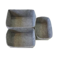 Set Of 3 Grey Oval Felt Baskets -Storage Box Store 12886601 1784857031680822