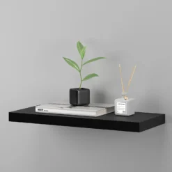 Flexi Storage Decorative Shelving Floating Shelf Black Oak 600x38x240mm -Storage Box Store 12889893 1464885494841620