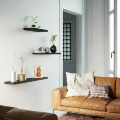 Flexi Storage Decorative Shelving Floating Shelf Black Oak 1200x38x240mm -Storage Box Store 12889901 7324885495273380