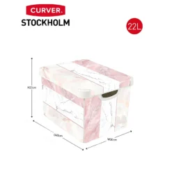 Curver Stockholm Mixed Marble Deco Storage Box - Pink & White 22L -Storage Box Store 13148481 2094896660314901