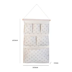 None Flexi Storage Kids 6 Pocket Hanging Organiser - White & Grey Polka Dot -Storage Box Store 13277671 4594946440351293