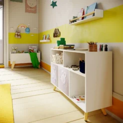 Kids Tray Storage Shelf - White & Natural -Storage Box Store 13277678 1984929069822093