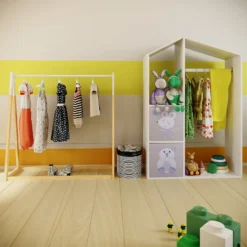 Kids A-Frame Clothes Rail - Natural & White 11 Kids A-Frame Clothes Rail - Natural & White -Storage Box Store 13277679 1074929069107268